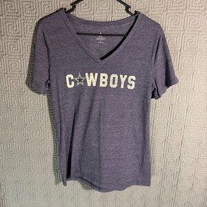 Dallas Cowboys T-Shirt Women’s Size Medium Navy Blue V-Neck Polyester Blend